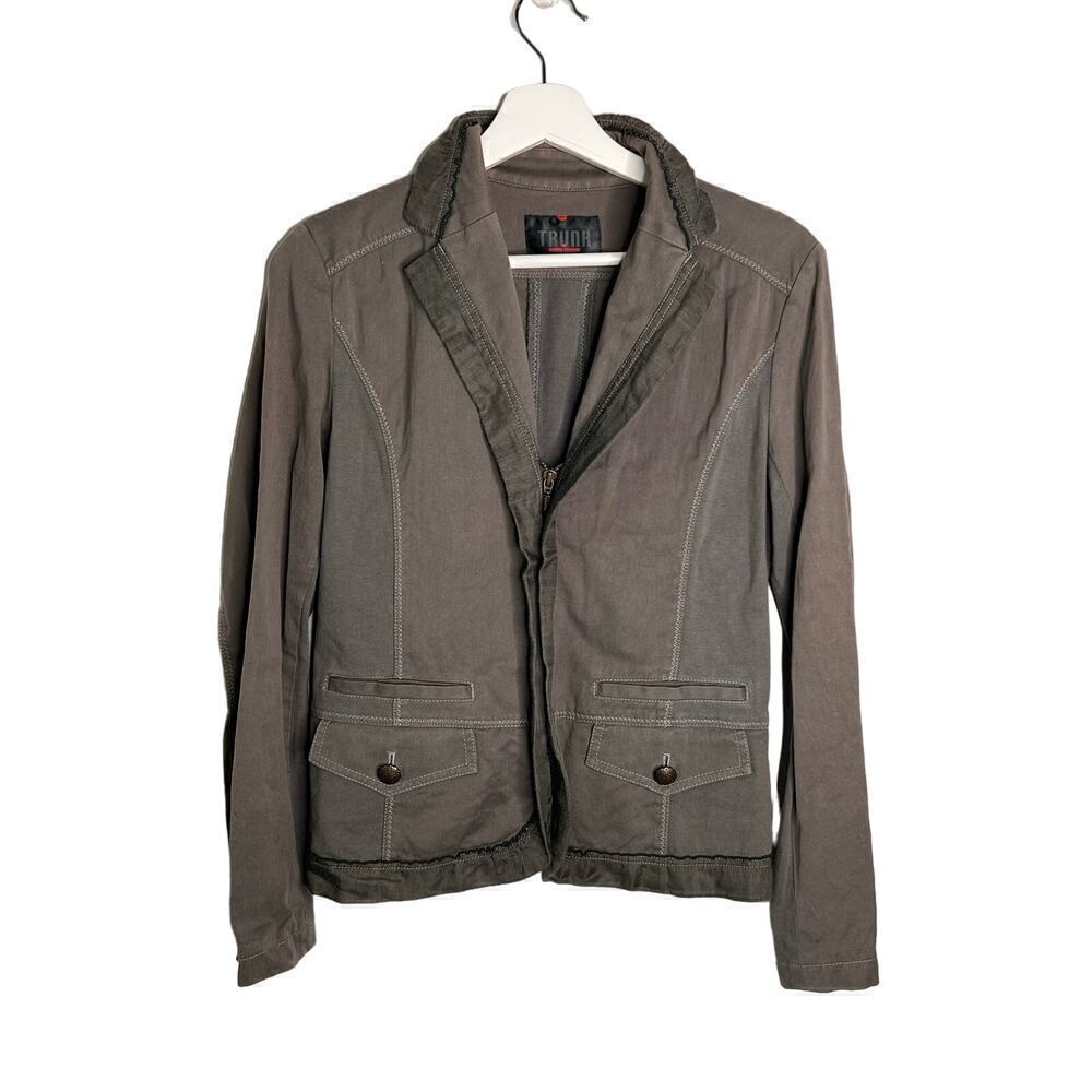 TRUNK Hiroko Koshino 100% Cotton Long Sleeve Blazer Jacket Green Women's Size M